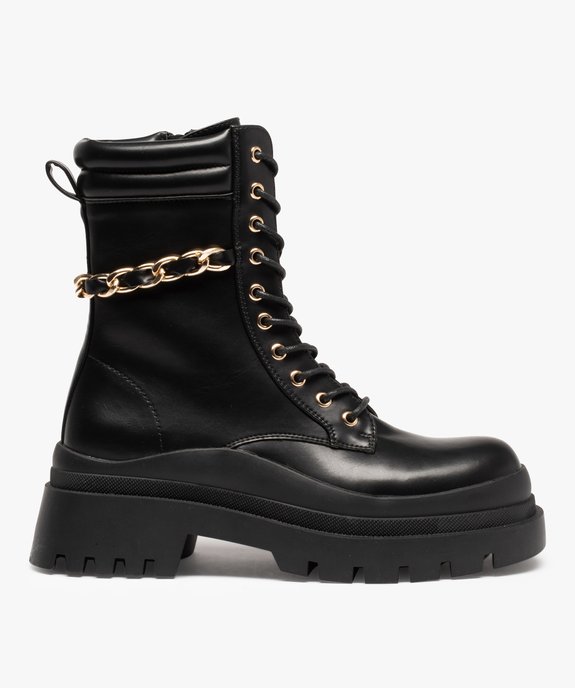 Boots femme rock à semelle crantée et chaine décorative  vue2 - GEMO (CASUAL) - GEMO