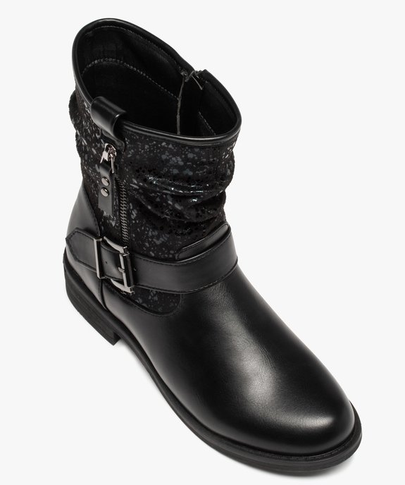 Bottines femme à talon plat style motard détails brillants vue5 - GEMO (CASUAL) - GEMO