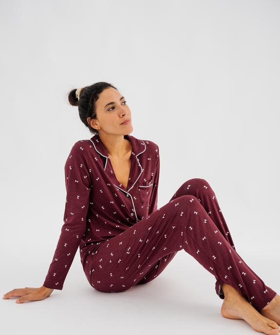 Pyjama boutonné en viscose femme vue1 - GEMO 4G FEMME - GEMO