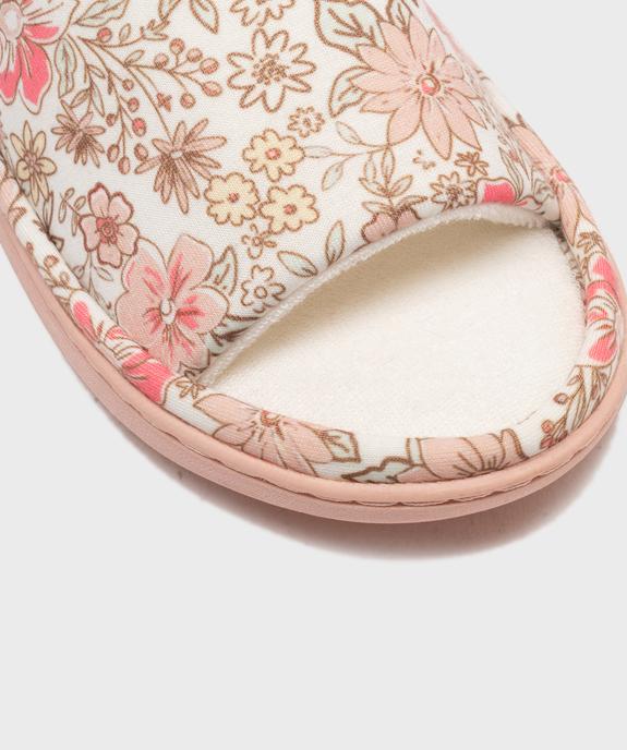 Chaussons mules bout ouvert à motifs fleuris semelle femme vue6 - GEMO(HOMWR FEM) - GEMO