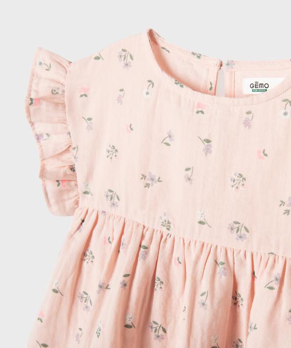 Robe en gaze de coton avec manches volantées fille vue2 - GEMO 4G FILLE - GEMO