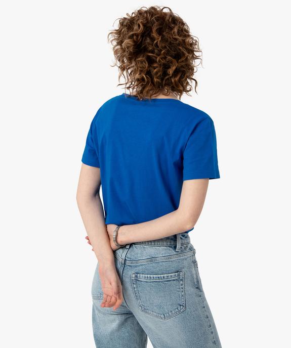 Tee-shirt femme à manches courtes avec col V vue3 - GEMO(FEMME PAP) - GEMO