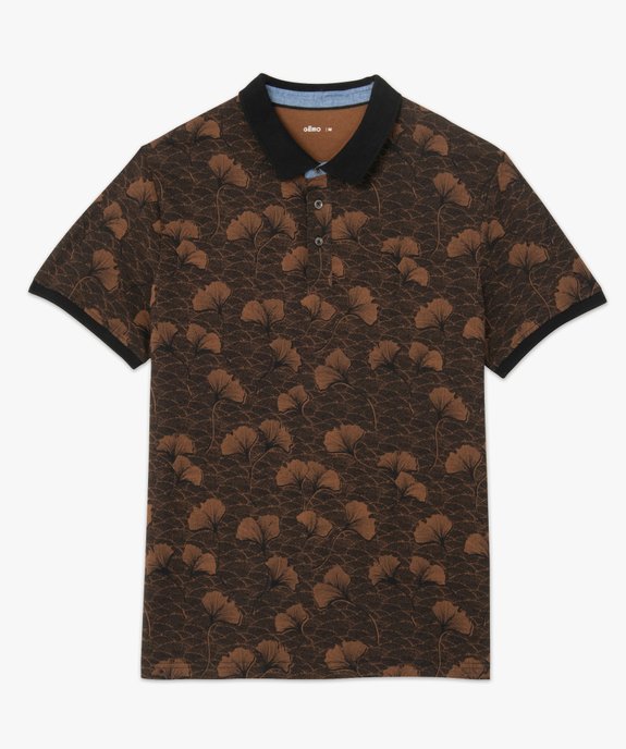 Polo homme à motifs fleuris et finitions contrastantes vue4 - GEMO (HOMME) - GEMO