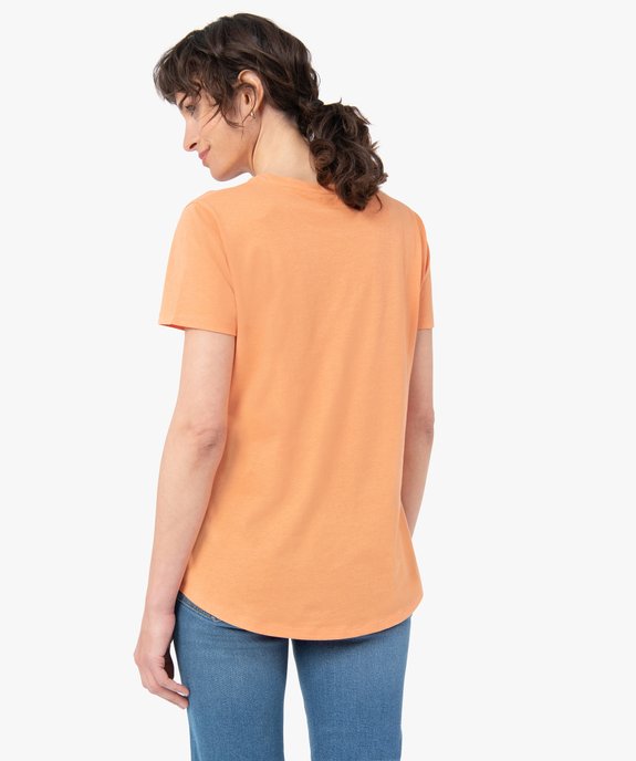 Tee-shirt femme à manches courtes avec dos plus long vue3 - GEMO(FEMME PAP) - GEMO