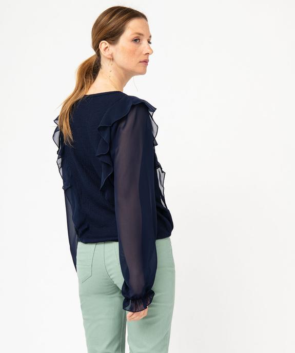 Tee-shirt femme avec manches en voile et volants vue3 - GEMO(FEMME PAP) - GEMO