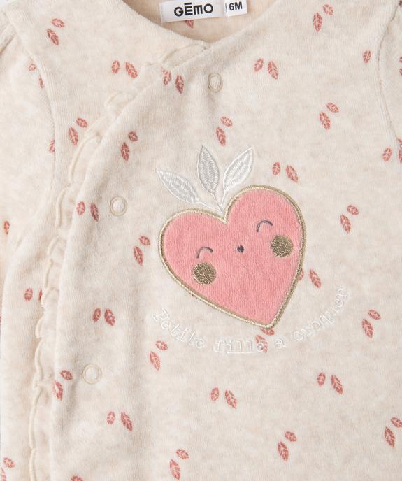 Pyjama bébé fille en velours avec motifs pailletés vue2 - GEMO(BB COUCHE) - GEMO