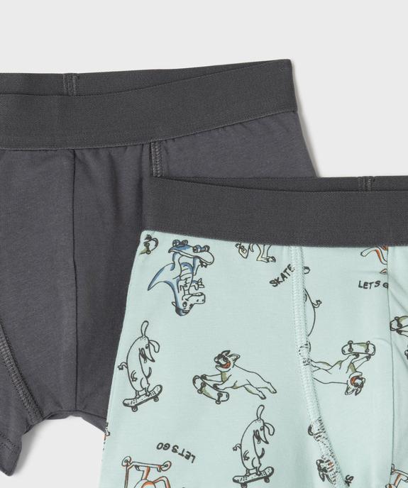 Boxer coton stretch 1 uni / 1 imprimé garçon (lot de 2) vue2 - GEMO 4G GARCON - GEMO