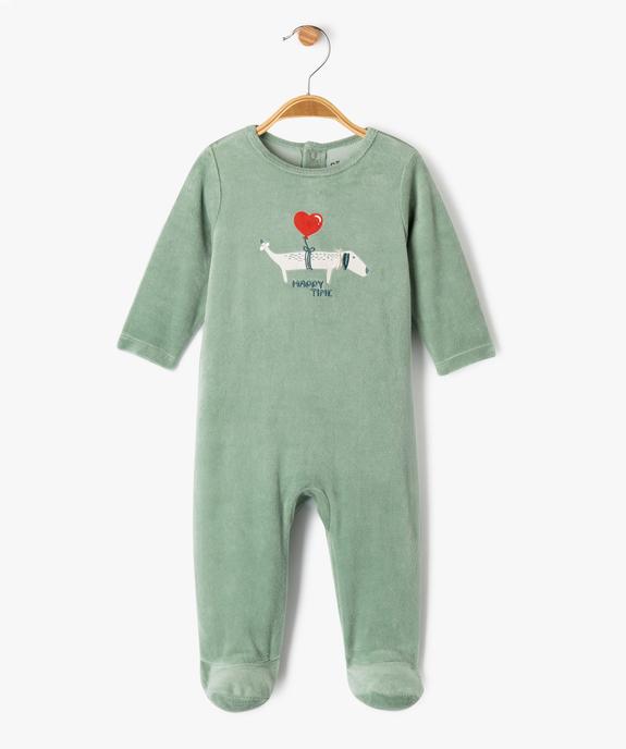 Pyjama en velours motif chien bébé vue2 - GEMO 4G BEBE - GEMO