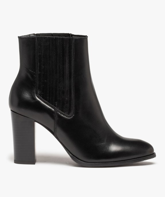 Boots femme à talon style Chelsea dessus cuir uni - Tanéo vue2 - TANEO - GEMO