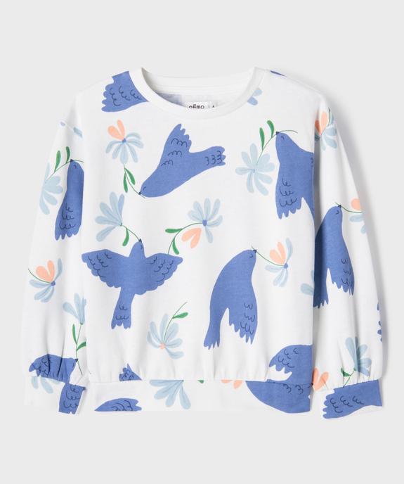 Sweat blousant en molleton doux imprimé fille vue1 - GEMO 4G FILLE - GEMO