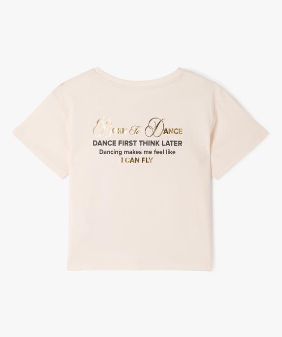 Tee-shirt manches courtes loose imprimé devant et dos fille vue3 - GEMO (ENFANT) - GEMO