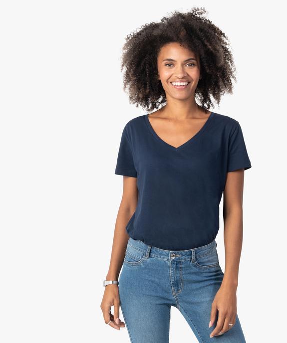 Tee-shirt femme avec large col V vue2 - GEMO(FEMME PAP) - GEMO