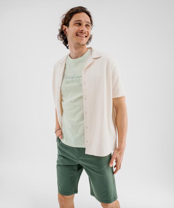 Tee-shirt manches courtes en jersey de coton brodé homme vue4 - GEMO 4G HOMME - GEMO