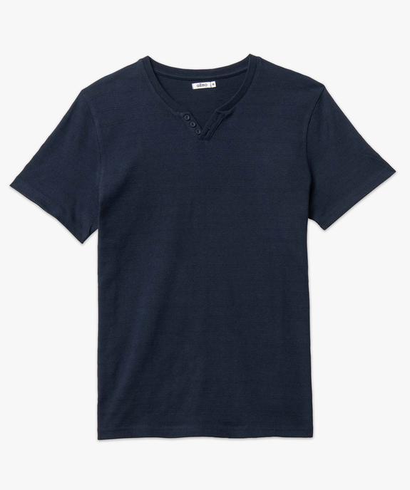 Tee-shirt homme à manches courtes, matière et col fantaisie vue4 - GEMO (HOMME) - GEMO