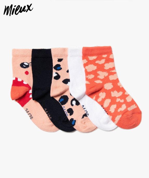 Chaussettes bébé fille contenant du coton bio (lot de 5) vue1 - GEMO 4G BEBE - GEMO