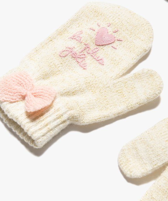 Moufles bébé fille en maille pailletée avec motifs (lot de 2) vue3 - GEMO(BEBE DEBT) - GEMO