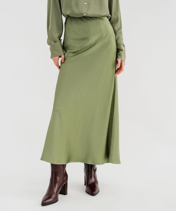 Jupe longue en matière satinée taille élastique femme vue2 - GEMO 4G FEMME - GEMO