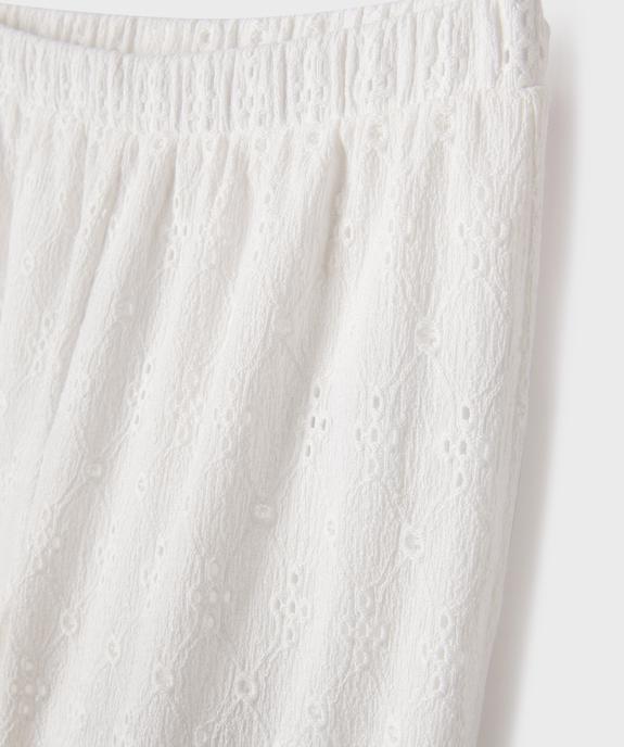 Pantalon large en broderie anglaise avec taille élastique fille vue2 - GEMO (JUNIOR) - GEMO