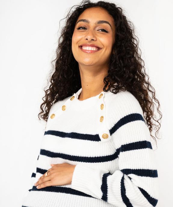 Robe de grossesse en grosse maille style marin vue2 - GEMO (MATER) - GEMO