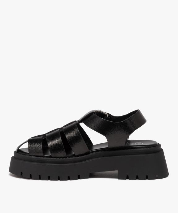 Sandales femme unies à semelle épaisse avec boucle fantaisie vue3 - GEMO (CASUAL) - GEMO
