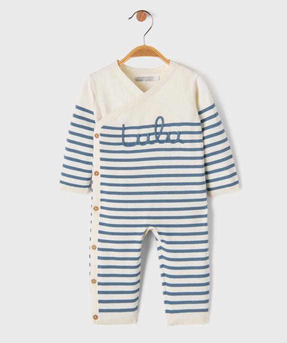 Combinaison en maille à rayures bébé garçon - LuluCastagnette vue1 - LULUCASTAGNETTE - GEMO