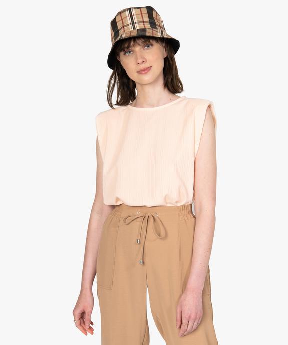 Tee-shirt femme texturé sans manches vue2 - GEMO(FEMME PAP) - GEMO
