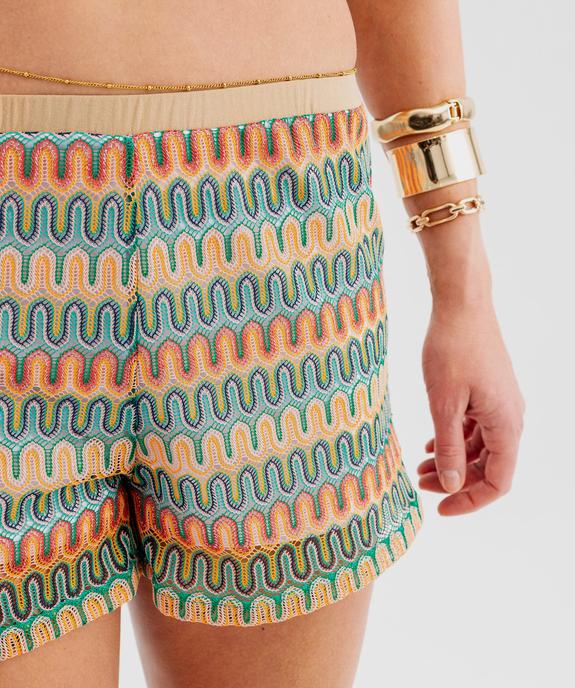 Short de plage femme ample en dentelle pailletée femme vue3 - GEMO (PLAGE) - GEMO