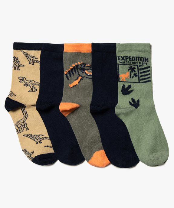 Chaussettes garçon  hautes à motifs dinosaures (lot de 5) vue1 - GEMO (ENFANT) - GEMO