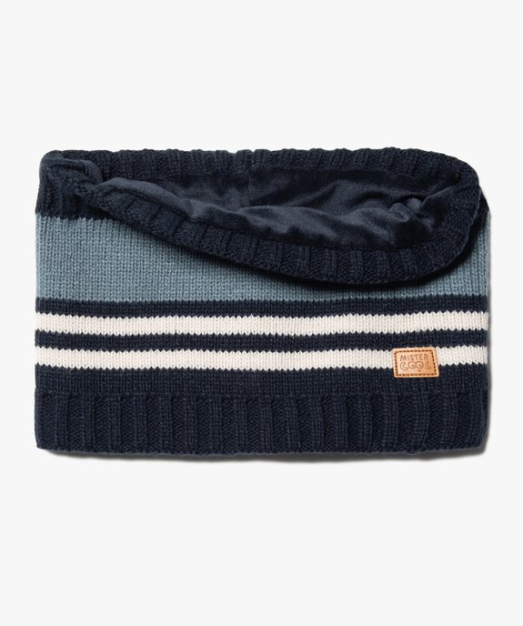 Snood bébé garçon rayé à doublure polaire chaude vue1 - GEMO(BEBE DEBT) - GEMO