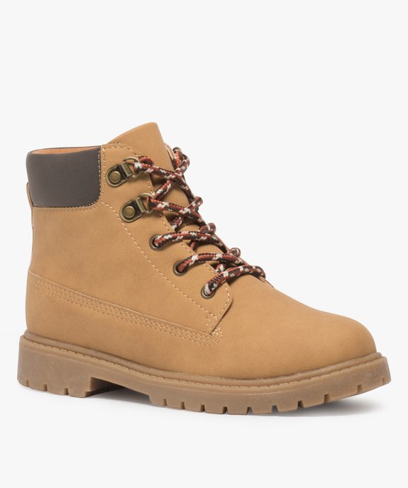 Boots garçon avec col rembourré, lacets montagne et semelle crantée vue2 - GEMO (ENFANT) - GEMO