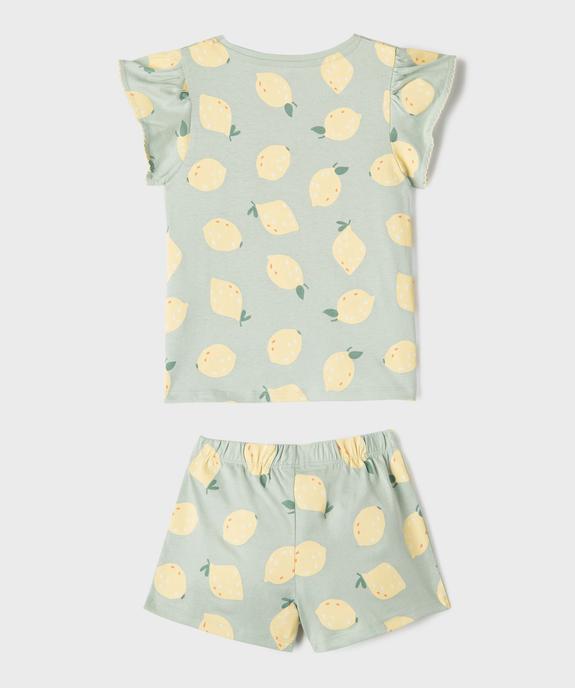 Pyjashort en jersey de coton imprimé à haut blouse fille vue4 - GEMO 4G FILLE - GEMO