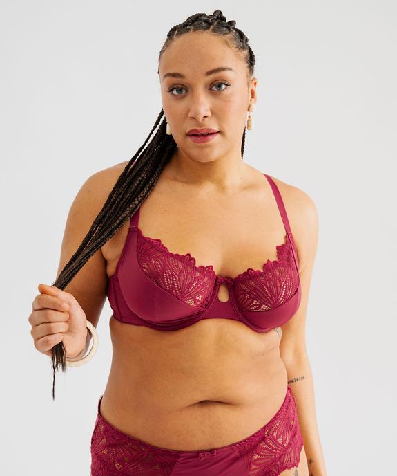 Soutien-gorge emboitant en microfibre et dentelle femme grande taille vue1 - GEMO(HOMWR FEM) - GEMO