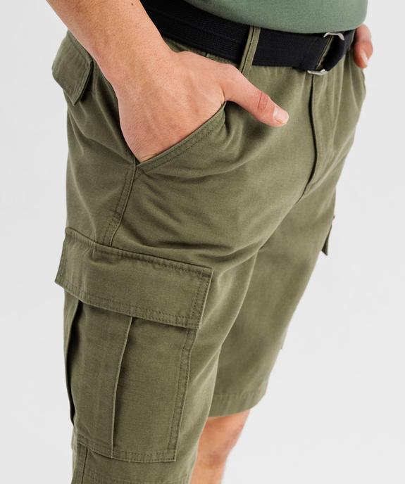 Bermuda cargo en toile de coton lavée avec ceinture homme vue2 - GEMO (HOMME) - GEMO