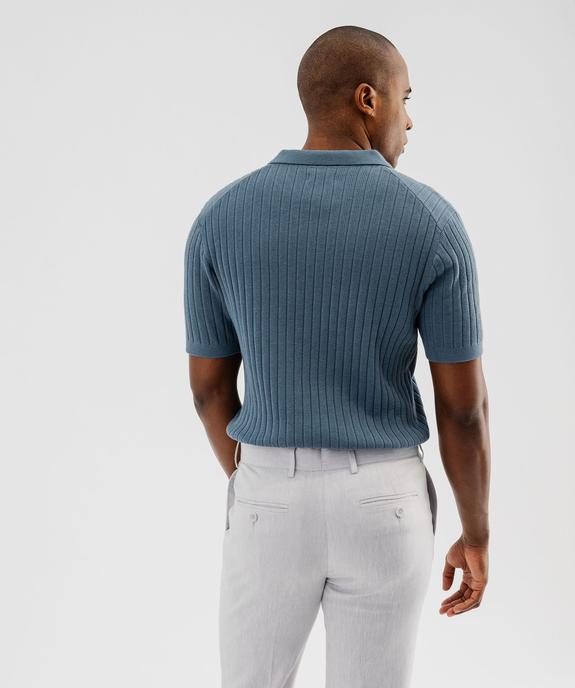 Polo en maille côtelée à encolure ouverte homme vue4 - GEMO 4G HOMME - GEMO