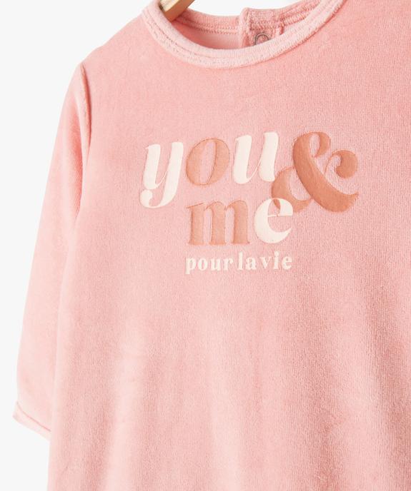 Pyjama bébé fille en velours à message vue2 - PREMIER PRIX BY GEMO - GEMO