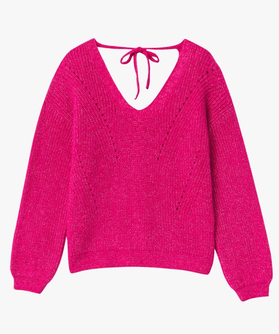 Pull femme en grosse maille à double col V vue4 - GEMO(FEMME PAP) - GEMO