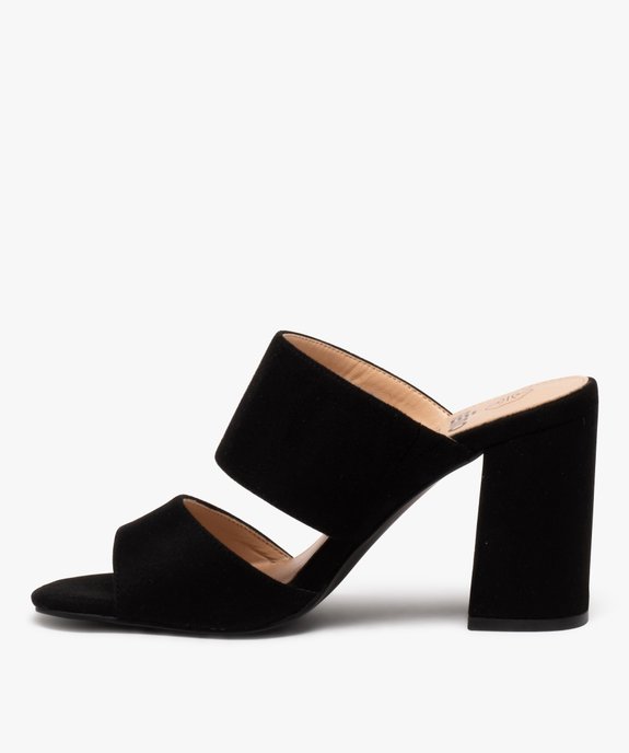 Mules femme à talon haut en suédine avec bout carré vue3 - GEMO(URBAIN) - GEMO