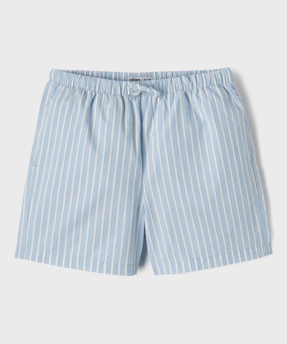 Short en coton rayé à taille élastiquée fille vue1 - GEMO (JUNIOR) - GEMO