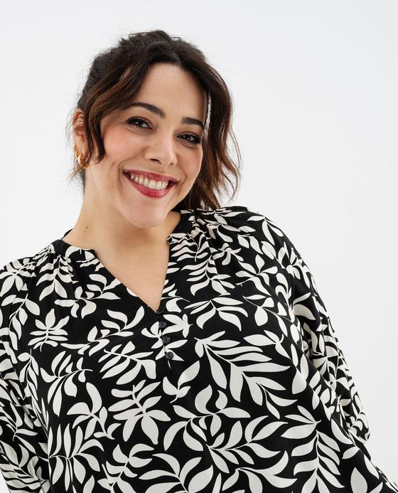 Blouse imprimée à manches 3/4 femme grande taille vue2 - GEMO 4G GT - GEMO