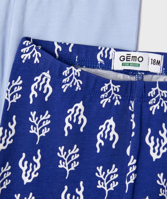 Leggings short court en coton stretch bébé fille (lot de 2) vue2 - GEMO 4G BEBE - GEMO