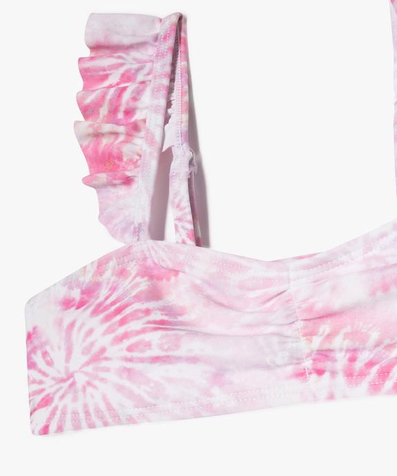 Maillot de bain 2 pièces tie-and-dye à bretelles volantées fille vue2 - GEMO 4G FILLE - GEMO