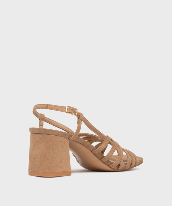 Sandales à talon large en suédine femme vue4 - FOLLOW ME - GEMO