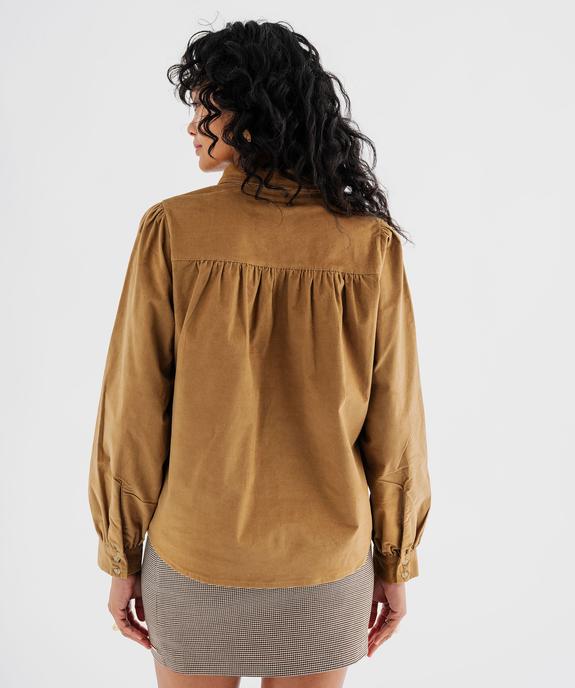 Chemise en velours avec fronces femme - LuluCastagnette vue3 - LULUCASTAGNETTE - GEMO