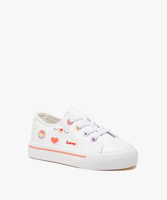 Tennis fille en toile imprimée fermeture lacets élastiques vue2 - GEMO 4G FILLE - GEMO