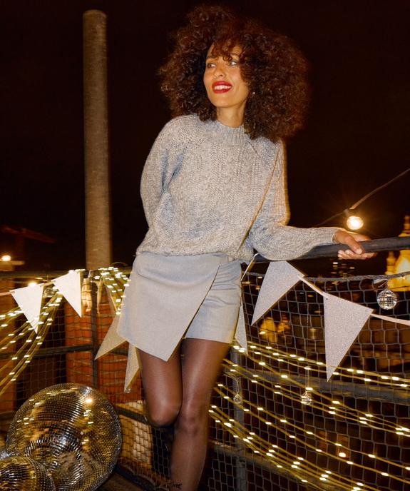 Pull à torsades en maille pailletée femme vue1 - GEMO(FEMME PAP) - GEMO