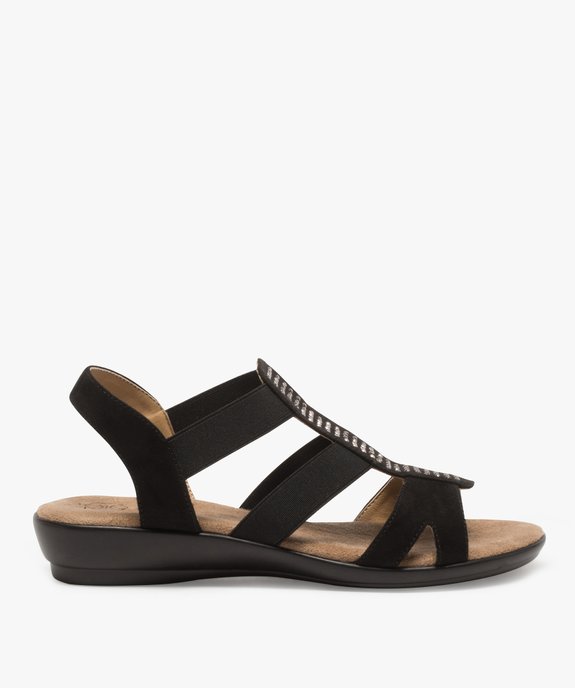 Sandales femme confort à strass et talon compensé vue2 - GEMO (CONFORT) - GEMO