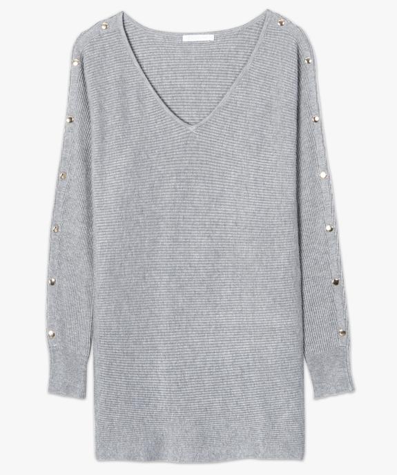 Pull femme en maille côtelée avec boutons sur les manches  vue4 - GEMO(FEMME PAP) - GEMO