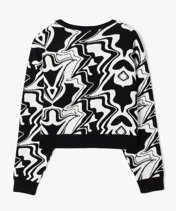 Pull court à col rond à motif abstraits fille vue5 - GEMO (ENFANT) - GEMO