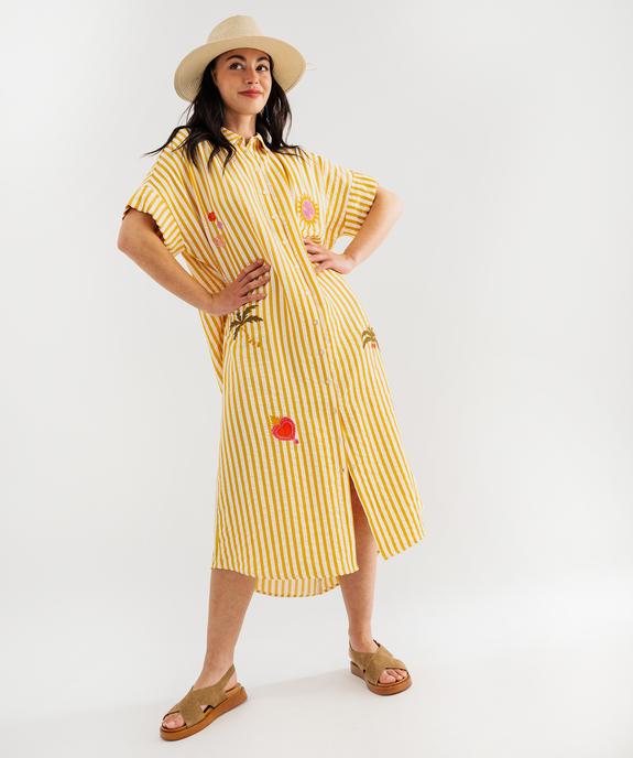 Robe longue chemise à manches courtes femme vue1 - GEMO(FEMME PAP) - GEMO