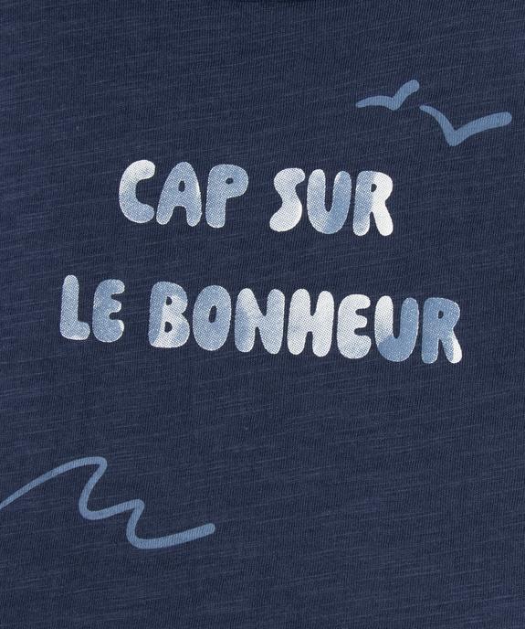 Tee-shirt manches courtes col bateau avec inscription bébé garçon vue2 - GEMO 4G BEBE - GEMO